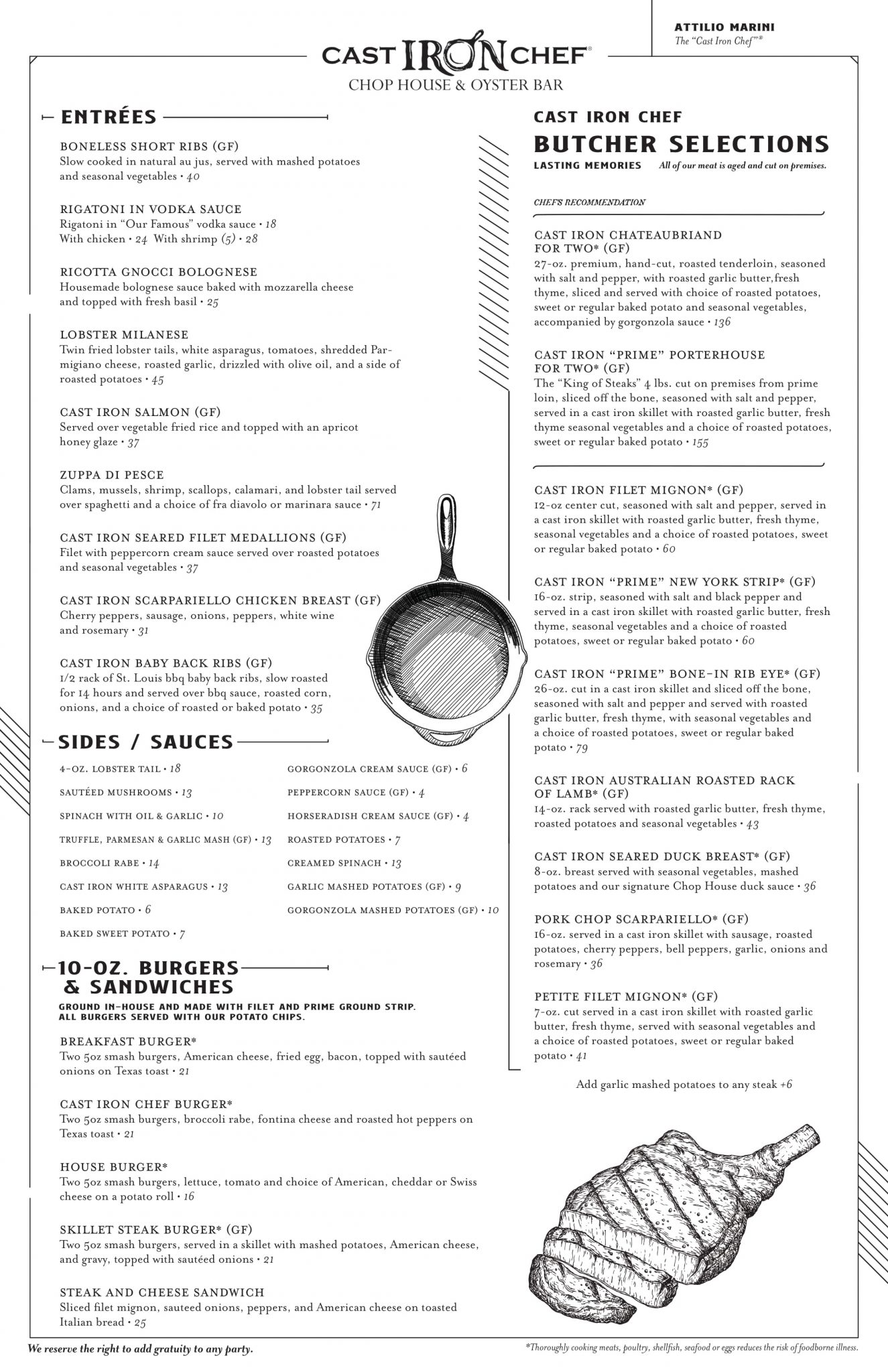 Our Menu The Cast Iron Chef Chop House & Oyster Bar