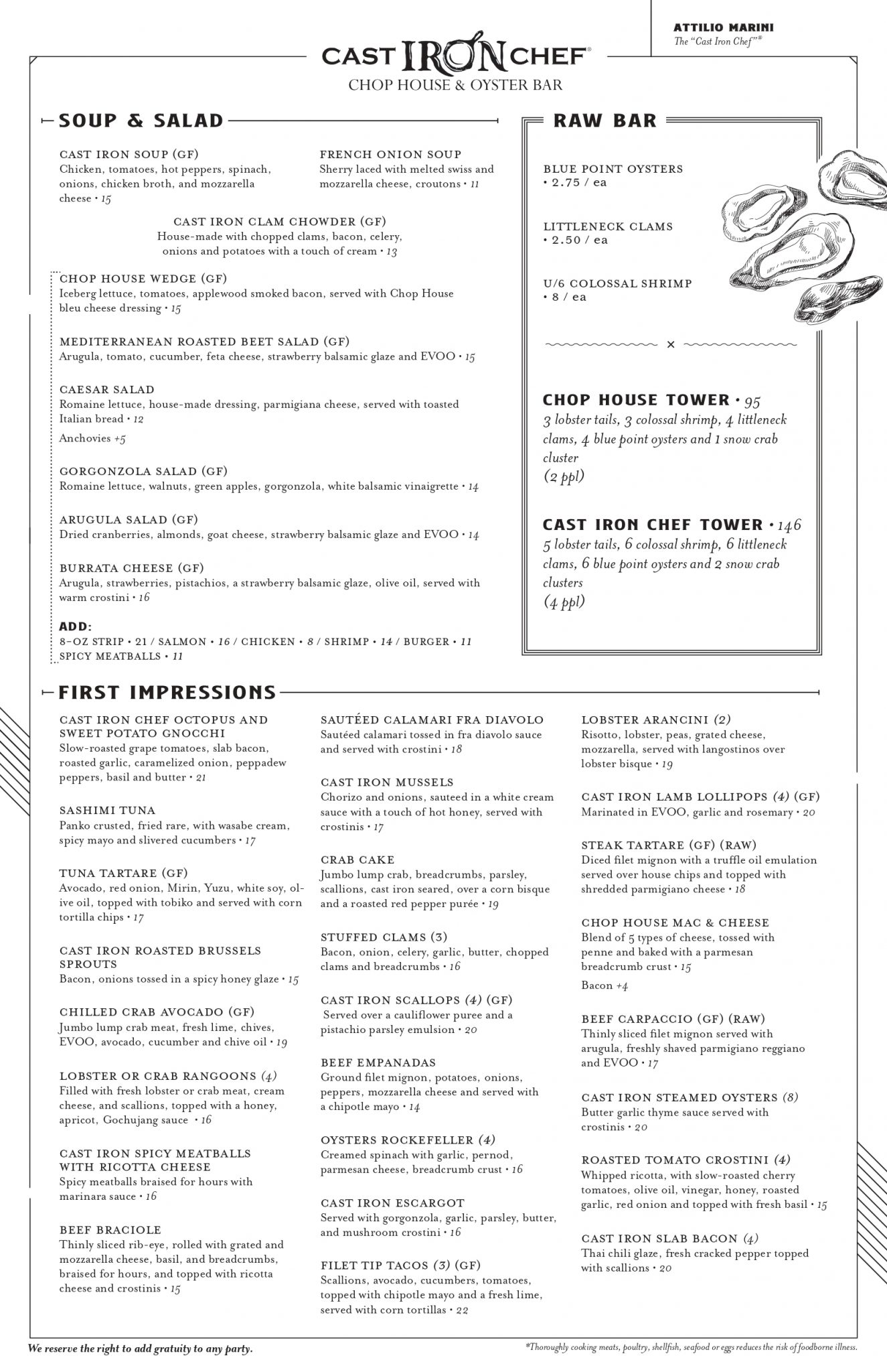 Our Menu The Cast Iron Chef Chop House & Oyster Bar